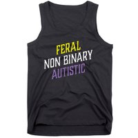 Feral Non Binary Autistic Meme Enby Pride Tank Top