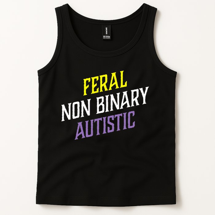 Feral Non Binary Autistic Meme Enby Pride Tank Top
