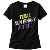 Feral Non Binary Autistic Meme Enby Pride Womens T-Shirt