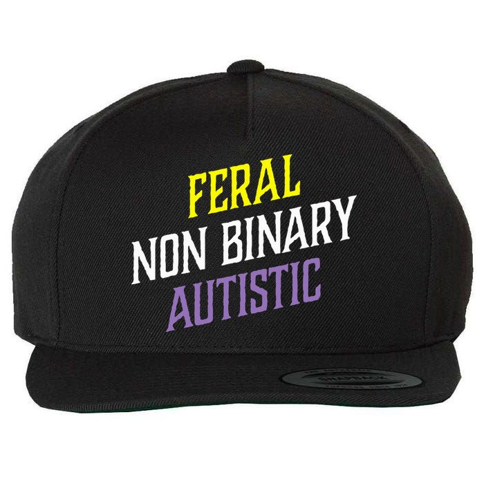 Feral Non Binary Autistic Meme Enby Pride Wool Snapback Cap