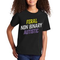 Feral Non Binary Autistic Meme Enby Pride Kids T-Shirt