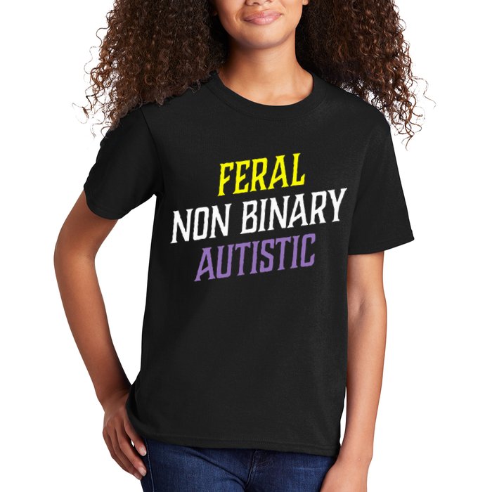 Feral Non Binary Autistic Meme Enby Pride Kids T-Shirt