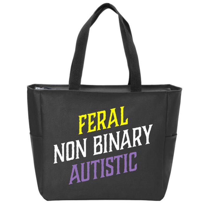 Feral Non Binary Autistic Meme Enby Pride Zip Tote Bag