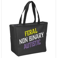 Feral Non Binary Autistic Meme Enby Pride Zip Tote Bag