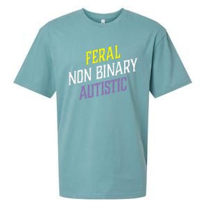 Feral Non Binary Autistic Meme Enby Pride Sueded Cloud Jersey T-Shirt