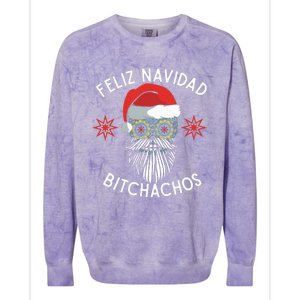 Feliz Navidad Bitchachos Funny Spanish Merry Christmas Skull Colorblast Crewneck Sweatshirt