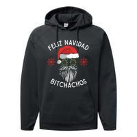 Feliz Navidad Bitchachos Funny Spanish Merry Christmas Skull Performance Fleece Hoodie