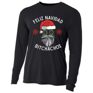 Feliz Navidad Bitchachos Funny Spanish Merry Christmas Skull Cooling Performance Long Sleeve Crew