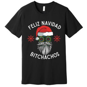 Feliz Navidad Bitchachos Funny Spanish Merry Christmas Skull Premium T-Shirt