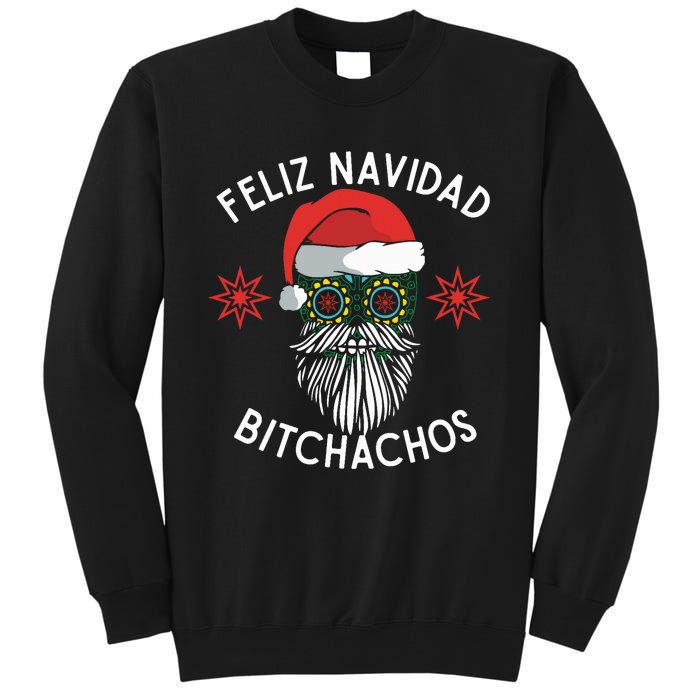 Feliz Navidad Bitchachos Funny Spanish Merry Christmas Skull Tall Sweatshirt