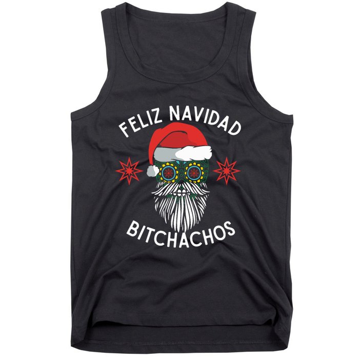 Feliz Navidad Bitchachos Funny Spanish Merry Christmas Skull Tank Top