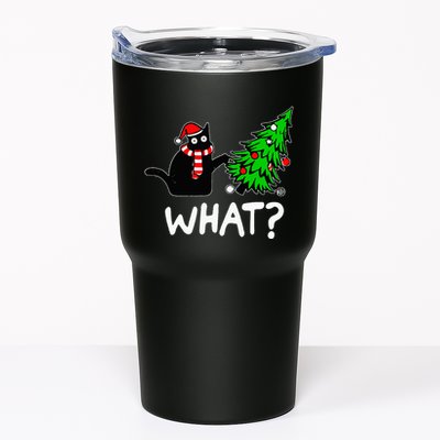 Funny Naughty Black Cat Pushing Christmas Tree Tumbler