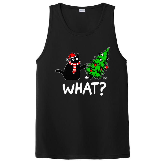 Funny Naughty Black Cat Pushing Christmas Tree PosiCharge Competitor Tank