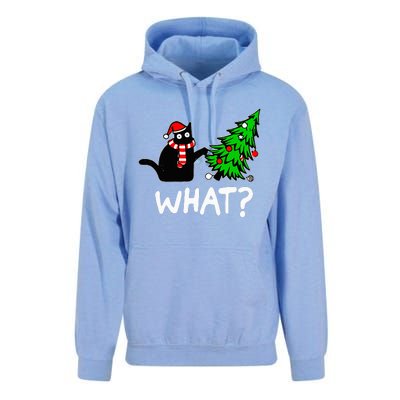 Funny Naughty Black Cat Pushing Christmas Tree Unisex Surf Hoodie