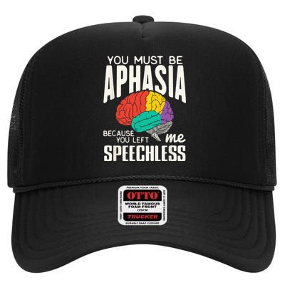 Funny Neuroeducation Brain Facts Aphasia High Crown Mesh Back Trucker Hat