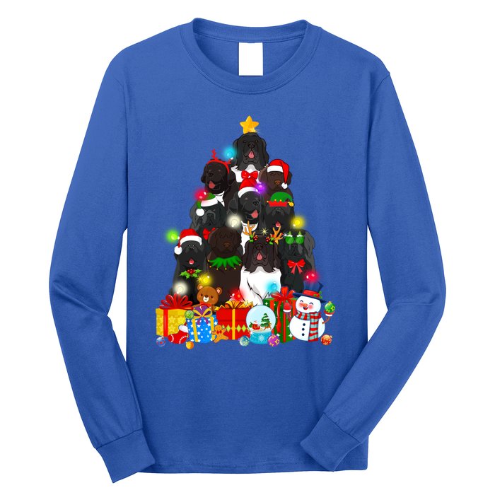 Funny Newfoundland Christmas Tree Xmas Lights Dog Lover Gift Long Sleeve Shirt