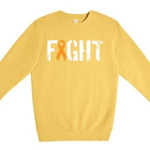 Fight Ney Cancer Gift Military Orange Awareness Ribbon Gift Premium Crewneck Sweatshirt