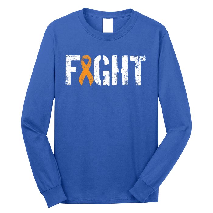 Fight Ney Cancer Gift Military Orange Awareness Ribbon Gift Long Sleeve Shirt