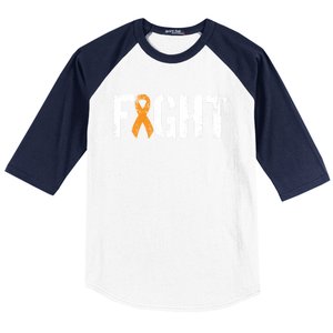 Fight Ney Cancer Gift Military Orange Awareness Ribbon Gift Baseball Sleeve Shirt