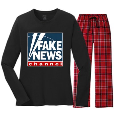 Fake News Channel Women's Long Sleeve Flannel Pajama Set 