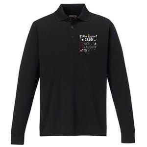 Funny N Christmas Nice Naughty Xmas List Meh Gift Performance Long Sleeve Polo