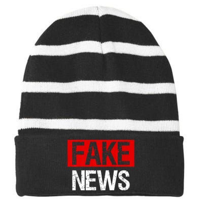 Fake News Costume Anti Fake News Striped Beanie with Solid Band