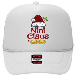 Funny Nini Claus Matching Family Christmas Santa Hat Xmas High Crown Mesh Back Trucker Hat