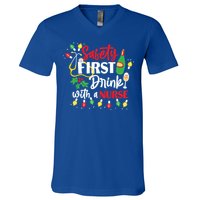 Funny Nurse Christmas Safety First With A Nurse Gift V-Neck T-Shirt