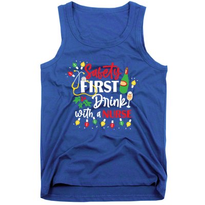 Funny Nurse Christmas Safety First With A Nurse Gift Tank Top