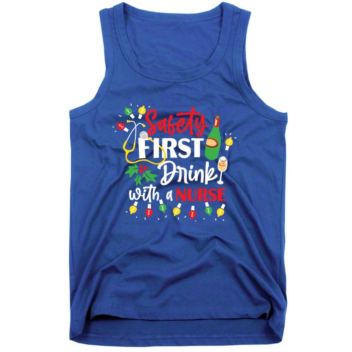 Funny Nurse Christmas Safety First With A Nurse Gift Tank Top