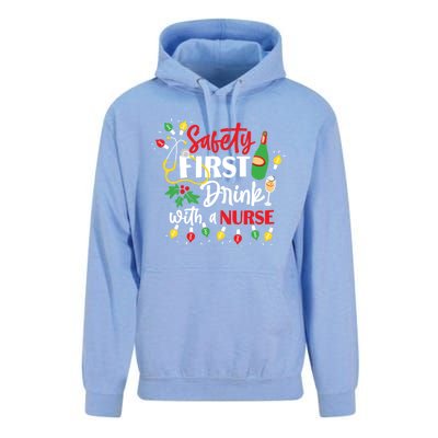 Funny Nurse Christmas Safety First With A Nurse Gift Unisex Surf Hoodie