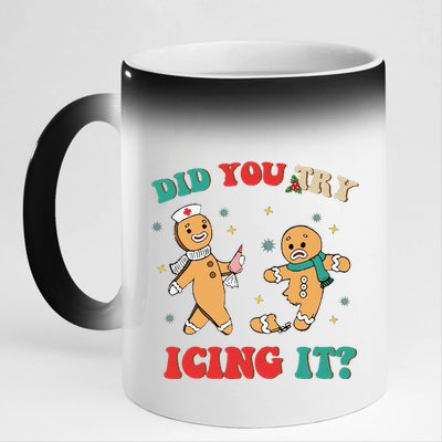 Funny Nurse Christmas Did You Try Icing It  Christmas Nurse Nicu Nurse Christma 11oz Black Color Changing Mug