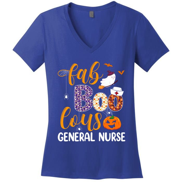 Fabulous Nurse Costume Faboolous General Nurse Boo Crew Gift Women's V-Neck T-Shirt