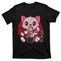 Funny Neko Cat Eating Ramen Noodles Noodle Kawaii Kitten T-Shirt