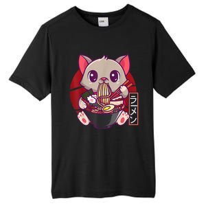 Funny Neko Cat Eating Ramen Noodles Noodle Kawaii Kitten Tall Fusion ChromaSoft Performance T-Shirt