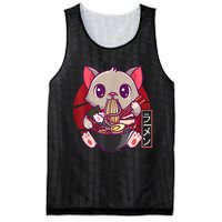 Funny Neko Cat Eating Ramen Noodles Noodle Kawaii Kitten Mesh Reversible Basketball Jersey Tank