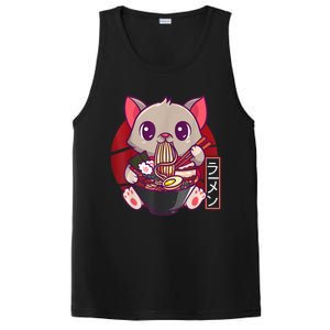 Funny Neko Cat Eating Ramen Noodles Noodle Kawaii Kitten PosiCharge Competitor Tank