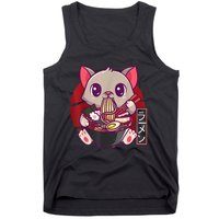 Funny Neko Cat Eating Ramen Noodles Noodle Kawaii Kitten Tank Top