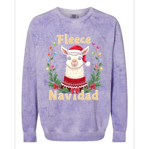 Fleece Navidad Christmas Cute Llama Colorblast Crewneck Sweatshirt