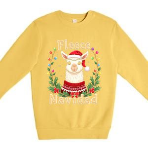 Fleece Navidad Christmas Cute Llama Premium Crewneck Sweatshirt