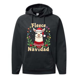 Fleece Navidad Christmas Cute Llama Performance Fleece Hoodie