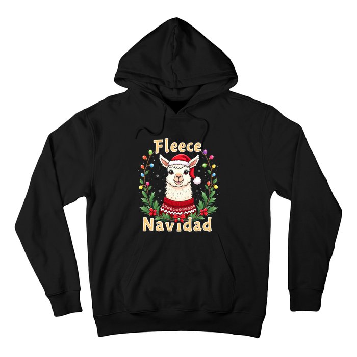 Fleece Navidad Christmas Cute Llama Hoodie