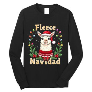 Fleece Navidad Christmas Cute Llama Long Sleeve Shirt