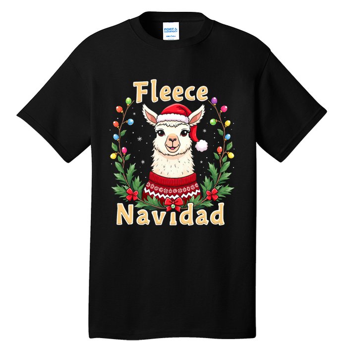 Fleece Navidad Christmas Cute Llama Tall T-Shirt