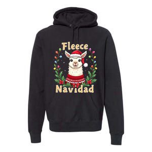 Fleece Navidad Christmas Cute Llama Premium Hoodie