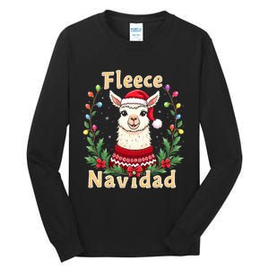 Fleece Navidad Christmas Cute Llama Tall Long Sleeve T-Shirt