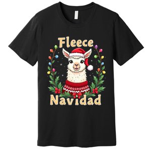 Fleece Navidad Christmas Cute Llama Premium T-Shirt