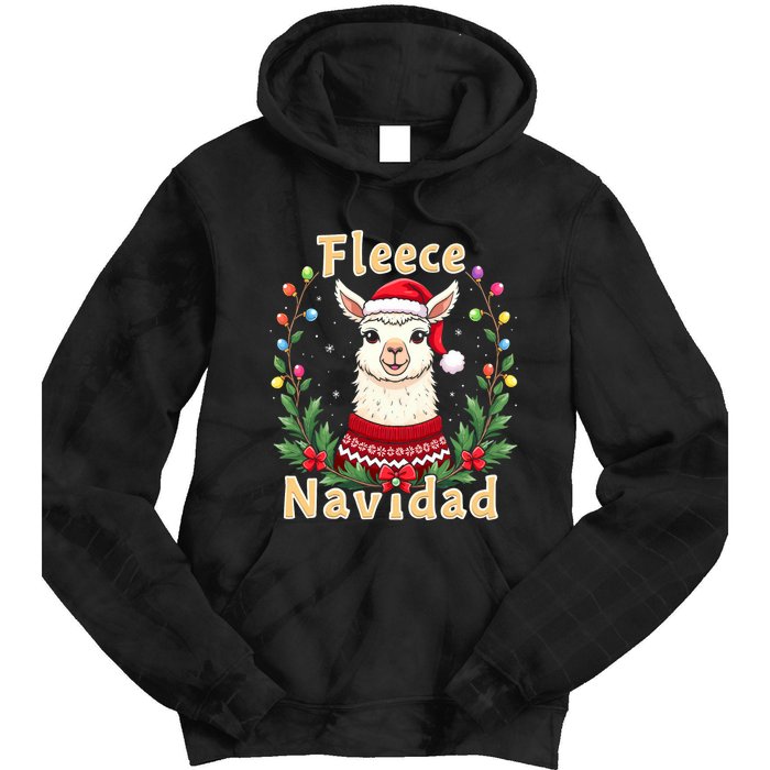 Fleece Navidad Christmas Cute Llama Tie Dye Hoodie