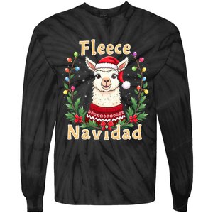 Fleece Navidad Christmas Cute Llama Tie-Dye Long Sleeve Shirt