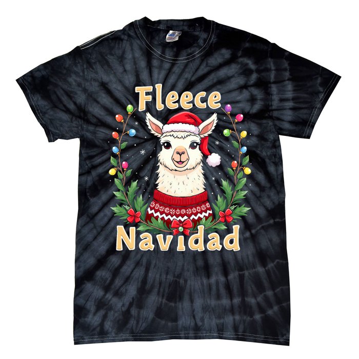 Fleece Navidad Christmas Cute Llama Tie-Dye T-Shirt